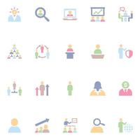 Flat color icons for human resources. vector