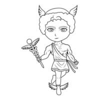 Hermes chibi mascot line art vector