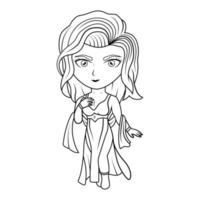 Hera chibi mascot line art vector