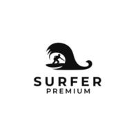 Vector man surfing logo design concept illustration idea