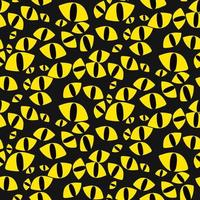 Seamless pattern with cat's yellow eyes on a black background. Bright glowing eyes of cats in the dark. Vector illustration. Pattern for printing on textiles and paper in the theme of the Halloween