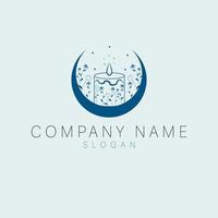 Candle and crescent brand logo design. Esoteric logotype. Moon and candle logo template. vector