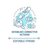 Establish corrective actions turquoise concept icon. Build plan. HACCP principle abstract idea thin line illustration. Isolated outline drawing. Editable stroke vector