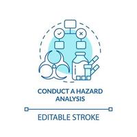 Conduct hazard analysis turquoise concept icon. Food safety risks. HACCP principle abstract idea thin line illustration. Isolated outline drawing. Editable stroke vector