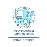 Identify critical control points turquoise concept icon. HACCP principle abstract idea thin line illustration. Isolated outline drawing. Editable stroke vector