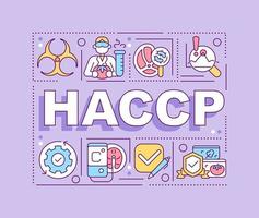 HACCP word concepts purple banner. Food safety control. Infographics with editable icons on color background. Isolated typography. Vector illustration with text