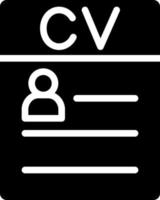 CV black glyph icon. Candidate information. Knowledge, skills and experience. Worker qualification. Resume. Silhouette symbol on white space. Solid pictogram. Vector isolated illustration