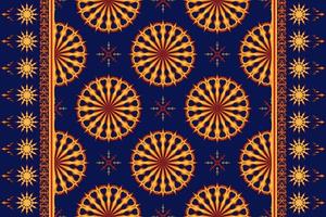 Ethnic folk seamless pattern in Dark blue, red and yellow tone in vector illustration design for fabric, mat, carpet, scarf, wrapping paper, tile and more