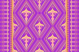 Ethnic folk geometric seamless pattern in purple and yellow tone in vector illustration design for fabric, mat, carpet, scarf, wrapping paper, tile and more