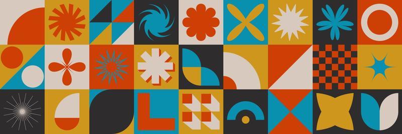 Modern geometric silhouette figures and shapes. Brutalism basic elements. Swiss bauhaus style