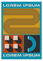 Abstract brutalism poster with geometric figures and shapes. Swiss bauhaus retro design. vector