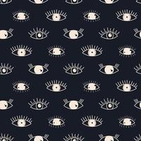Groovy abstract eyes seamless pattern. Magic elements in trendy retro 60s 70s style vector
