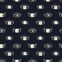 Groovy abstract eyes seamless pattern. Magic elements in trendy retro 60s 70s style vector