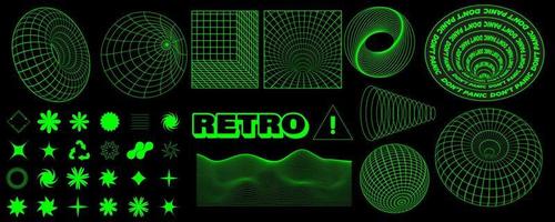 Cyberpunk design elements in retro futuristic style. Y2k aesthetic. vector