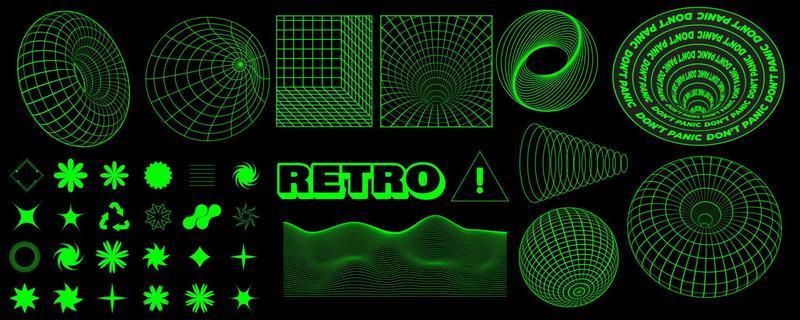 Cyberpunk design elements in retro futuristic style. Y2k aesthetic.