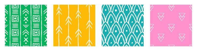 Set of Aesthetic Contemporary printable seamless pattern with abstract Minimal elegant line brush stroke shapes and line in vibrant colors. vector