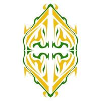 Illustration of a green lantern with a yellow flame on the theme of Ramadan, Eid al-Fitr and Eid al-Adha vector
