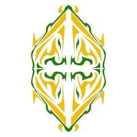 Illustration of a green lantern with a yellow flame on the theme of Ramadan, Eid al-Fitr and Eid al-Adha vector