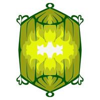 Illustration of a green lantern with a yellow flame on the theme of Ramadan, Eid al-Fitr and Eid al-Adha vector