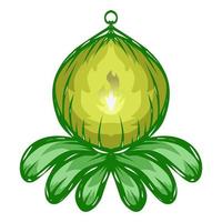 Illustration of a green lantern with a yellow flame on the theme of Ramadan, Eid al-Fitr and Eid al-Adha vector