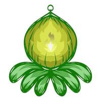 Illustration of a green lantern with a yellow flame on the theme of Ramadan, Eid al-Fitr and Eid al-Adha vector