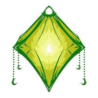 Illustration of a green lantern with a yellow flame on the theme of Ramadan, Eid al-Fitr and Eid al-Adha vector