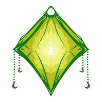 Illustration of a green lantern with a yellow flame on the theme of Ramadan, Eid al-Fitr and Eid al-Adha vector