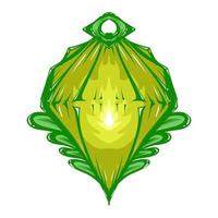 Illustration of a green lantern with a yellow flame on the theme of Ramadan, Eid al-Fitr and Eid al-Adha vector