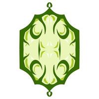 Illustration of a green lantern with a yellow flame on the theme of Ramadan, Eid al-Fitr and Eid al-Adha vector