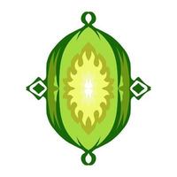 Illustration of a green lantern with a yellow flame on the theme of Ramadan, Eid al-Fitr and Eid al-Adha vector