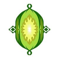 Illustration of a green lantern with a yellow flame on the theme of Ramadan, Eid al-Fitr and Eid al-Adha vector