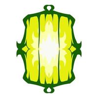 Illustration of a green lantern with a yellow flame on the theme of Ramadan, Eid al-Fitr and Eid al-Adha vector