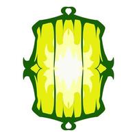 Illustration of a green lantern with a yellow flame on the theme of Ramadan, Eid al-Fitr and Eid al-Adha vector