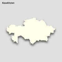 3d isometric map of Kazakhstan isolated with shadow vector