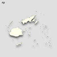 3d isometric map of Fiji isolated with shadow vector