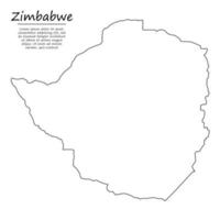 Simple outline map of Zimbabwe, silhouette in sketch line style vector
