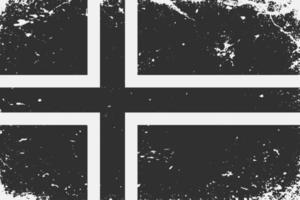 Grunge styled black and white flag Norway. Old vintage backgroun vector