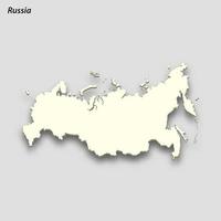 3d isométrica mapa de Rusia aislado con sombra vector