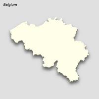 3d isometric map of Belgium isolated with shadow vector