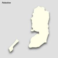 3d isometric map of Palestine isolated with shadow vector