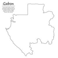 Simple outline map of Gabon, silhouette in sketch line style vector