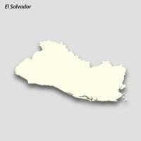 3d isometric map of El Salvador isolated with shadow vector