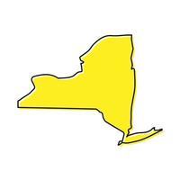 Simple outline map of New York is a state of United States. Styl vector