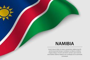 Wave flag of Namibia on white background. Banner or ribbon vecto vector