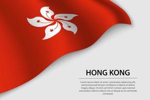 Wave flag of Hong Kong on white background. Banner or ribbon vec vector