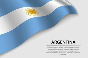 Wave flag of Argentina on white background. Banner or ribbon vec vector