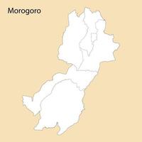 High Quality map of Morogoro is a region of Tanzania vector