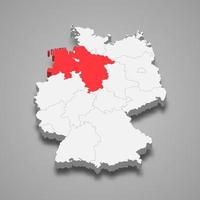 estado ubicación dentro Alemania 3d mapa modelo para tu diseño vector