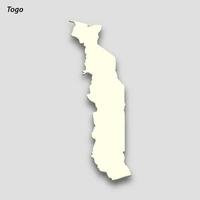 3d isometric map of Togo isolated with shadow vector