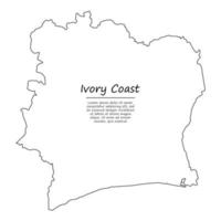 Simple outline map of Ivory Coast, silhouette in sketch line sty vector